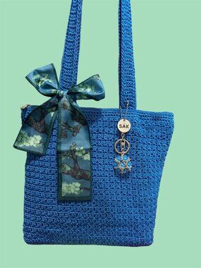 THE SAK  - AQUA BLUE CROCHET SHOULDER CROSSBODY BAG NWOT